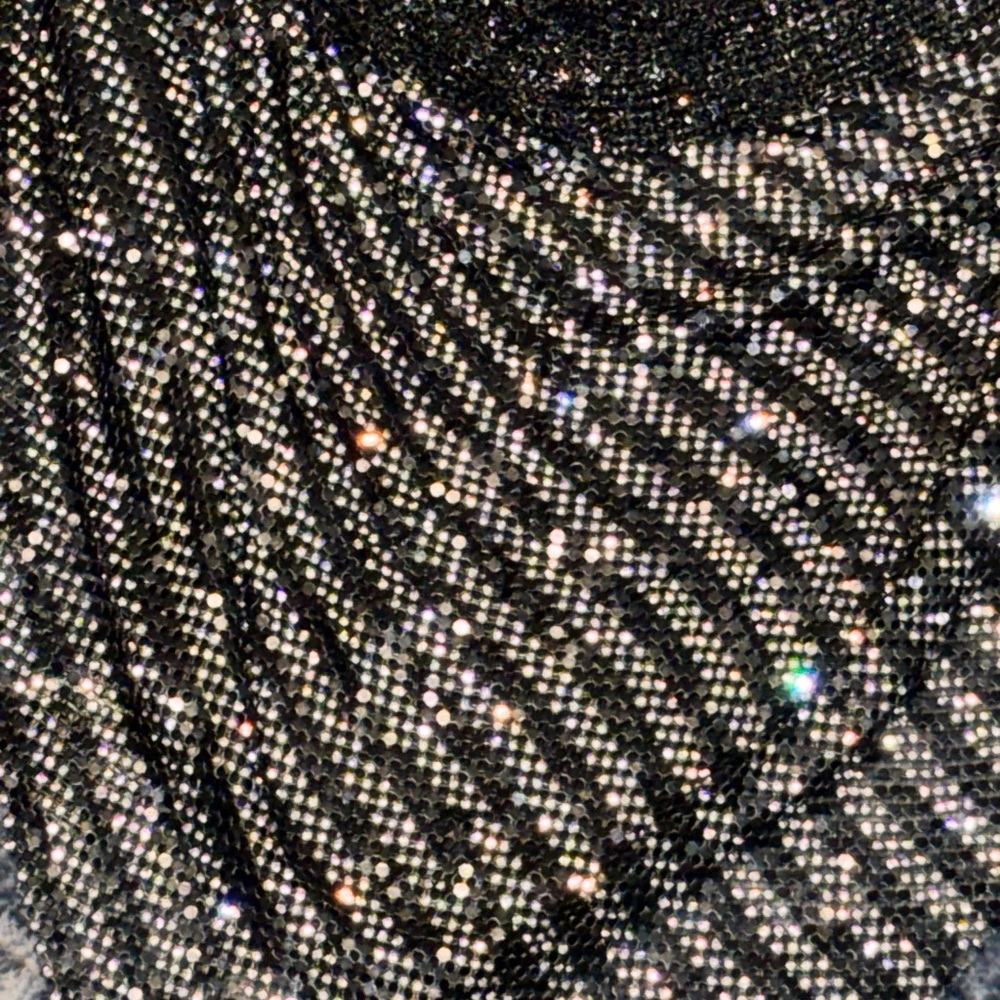 STEVE MADDEN JANET SPARKLE SILVER & BLACK BACKLESS COWL NECK PARTY HALTER TOP - Picture 7 of 14